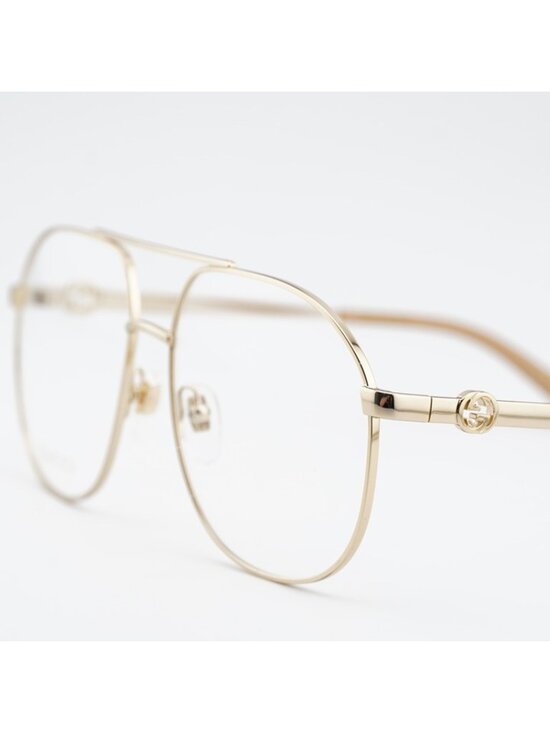 Gucci GG1091O 002 Eyeglasses Shiny Gold 56mm Aviator Frame main image 9